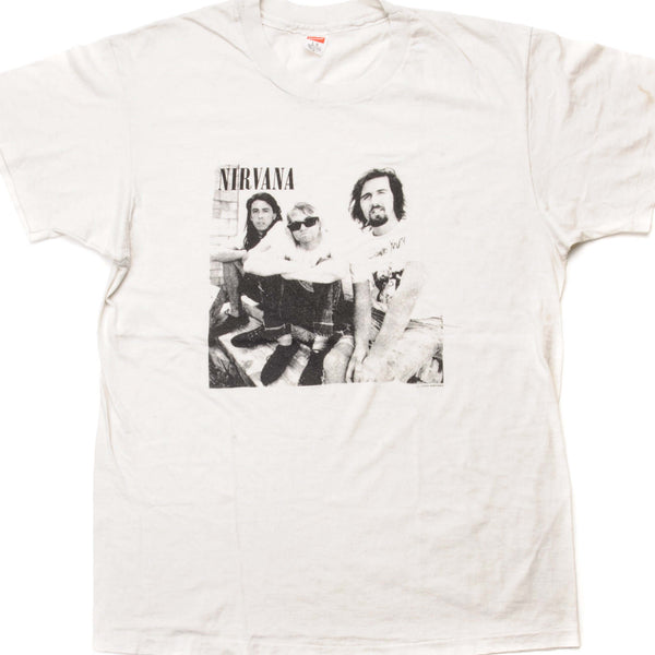 CAMISETA VINTAGE DE NIRVANA CON KURT COBAIN 1990 TALLA MEDIANA FABRICADA EN EE. UU.