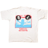 Vintage Nirvana Nevermind European Tour Tee Shirt 1990s Size Large Made In USA With Single Stitch Sleeves. WHITE