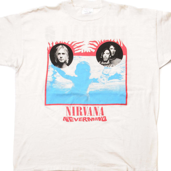 CAMISETA VINTAGE NIRVANA NEVERMIND GIRA EUROPEA AÑOS 90 TALLA GRANDE FABRICADA EN EE. UU.