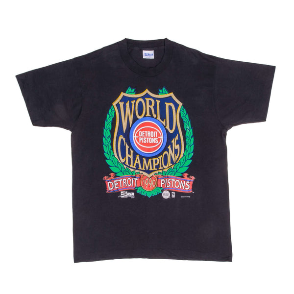 Vintage NBA Detroit Pistons World Champions 1990s Tee Shirt Size Large Made In USA With Single Stitch Sleeves