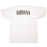 Vintage Nirvana With Kurt Cobain Tee Shirt 1996 Size Large with single stitch sleeves. white