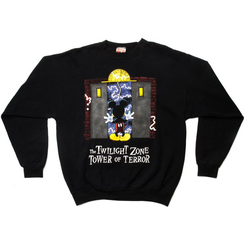 Vintage Disney World The Twilight Zone Tower Of Terror, I Suggest You To Take The Stairs Sweatshirt Size Large Made In USA. black