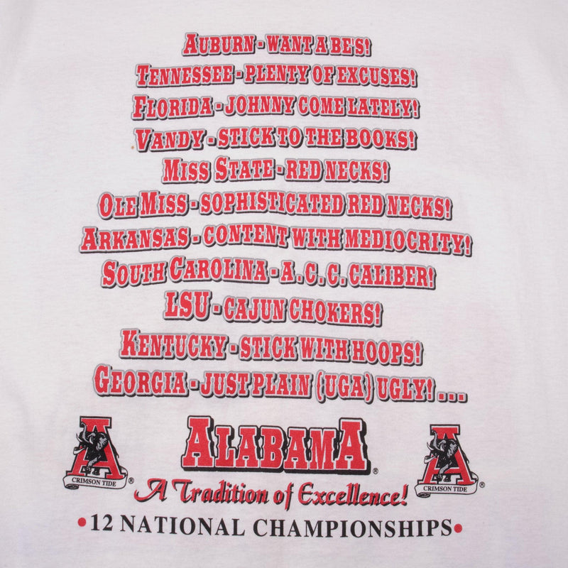 Vintage NFL History Of Sec Football Alabama 12 National Championship Tee Shirt Size Large