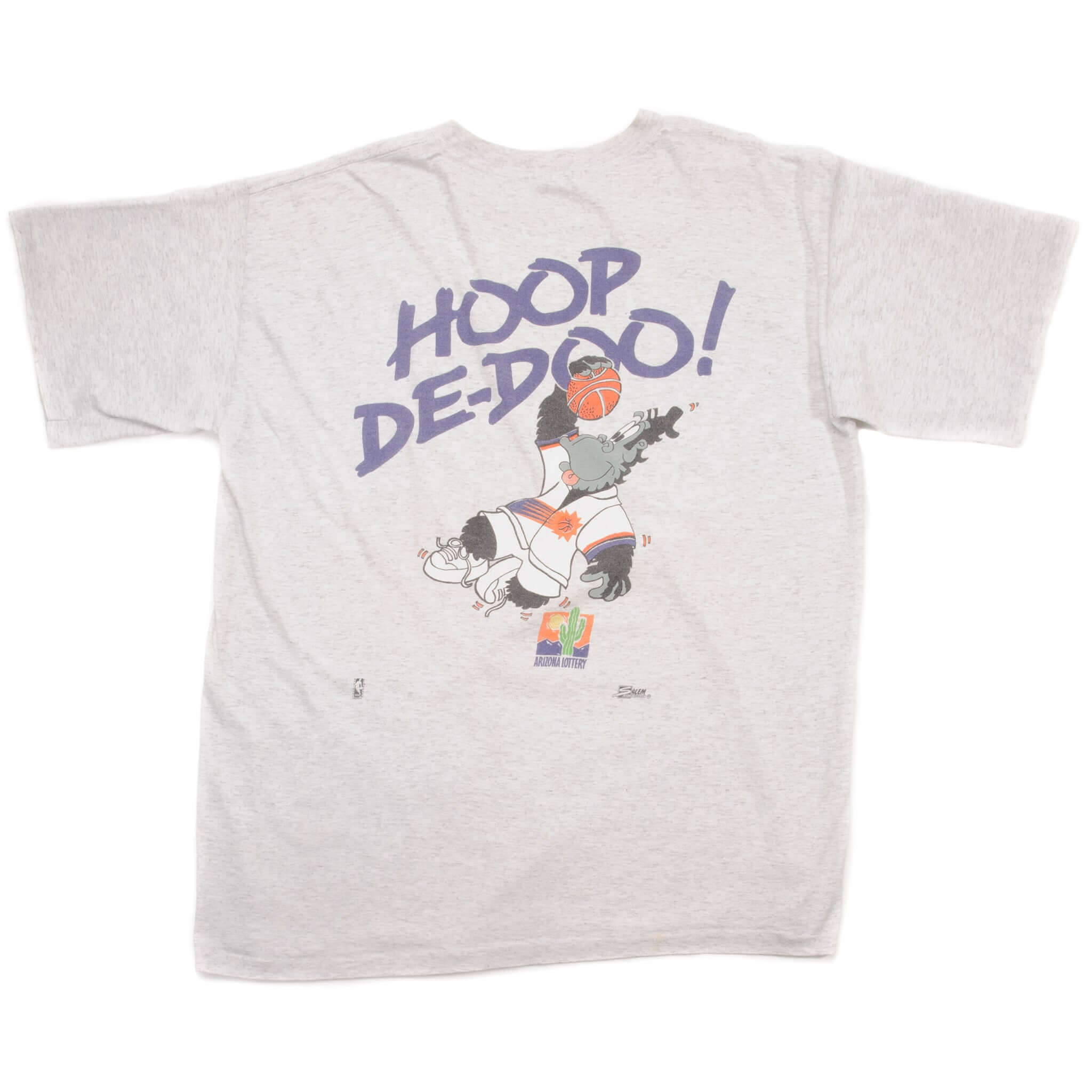 Vintage NBA Phoenix Suns Caricature Tee Shirt 1990S Size Large Made In USA With Single Stitch Sleeves. grey