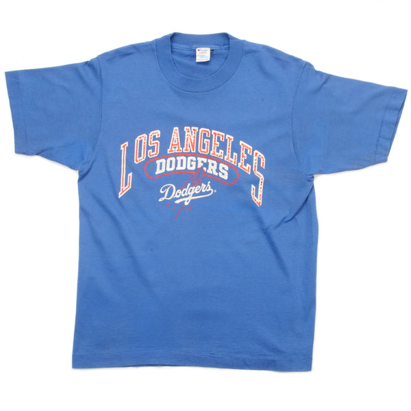 Vintage Champion MLB Los Angeles Dodgers Tee Shirt Size Medium Made In USA With Single Stitch Sleeves. BLUE