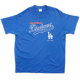 Vintage MLB Los Angeles Dodgers Tee Shirt 1987 Size Large Made In USA With Single Stitch Sleeves. Blue