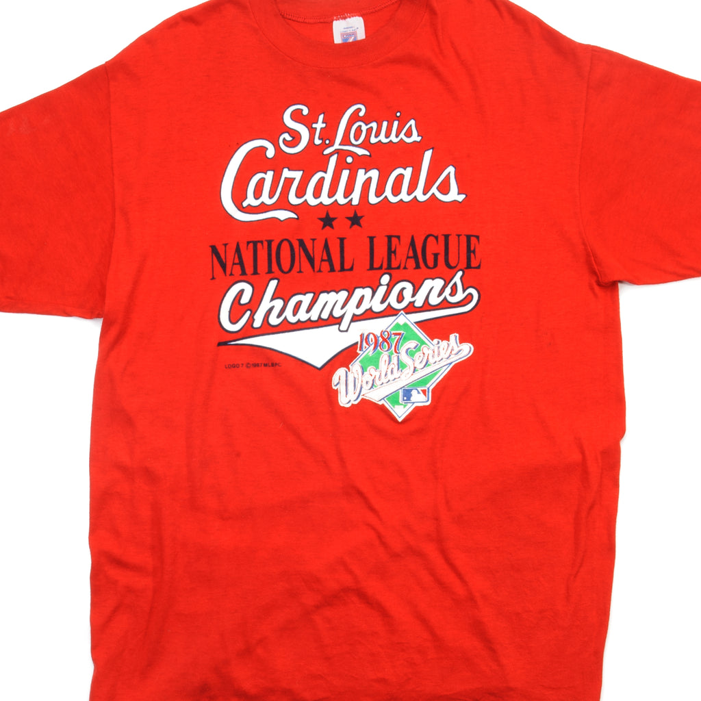 VINTAGE MLB ST. LOUIS CARDINALS RED TSHIRT 1987 MADE IN USA