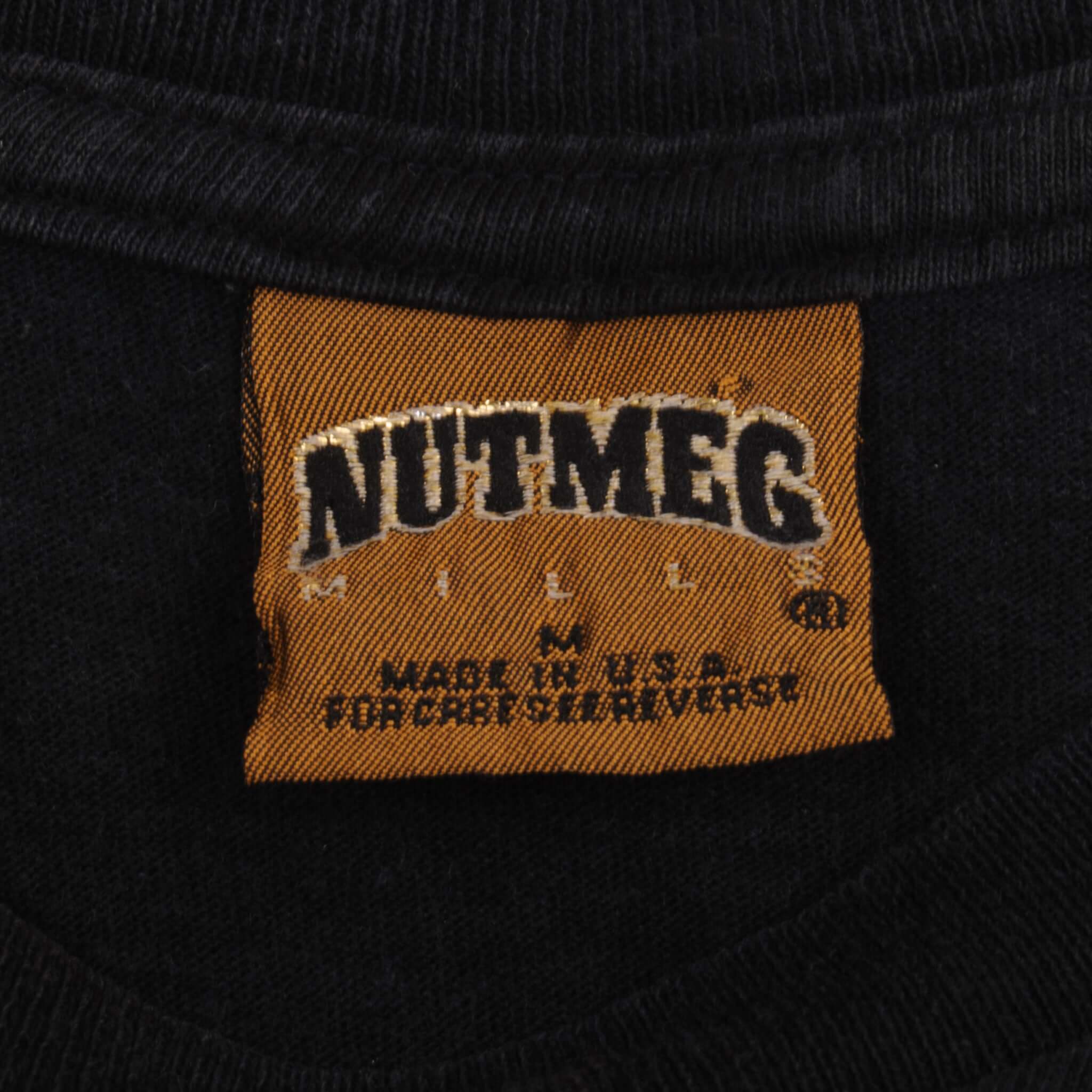 Vintage NFL Los Angeles Raiders Nutmeg Tee Shirt 1990S Size Medium Made In USA With Single Stitch Sleeves