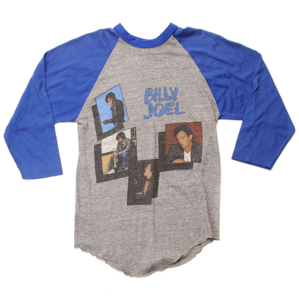Vintage Billy Joel Raglan Tee Shirt Size XS Made In USA with single stitch sleeves. grey