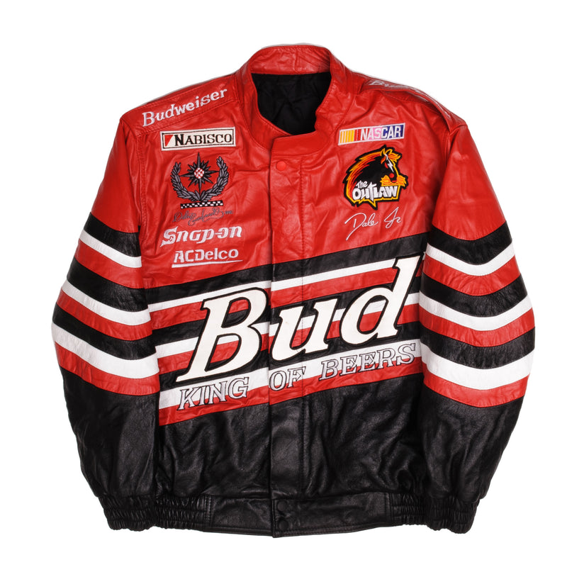 Vintage Nascar Dale Earnhardt Jr Bud Leather Jacket 1990S Size Medium