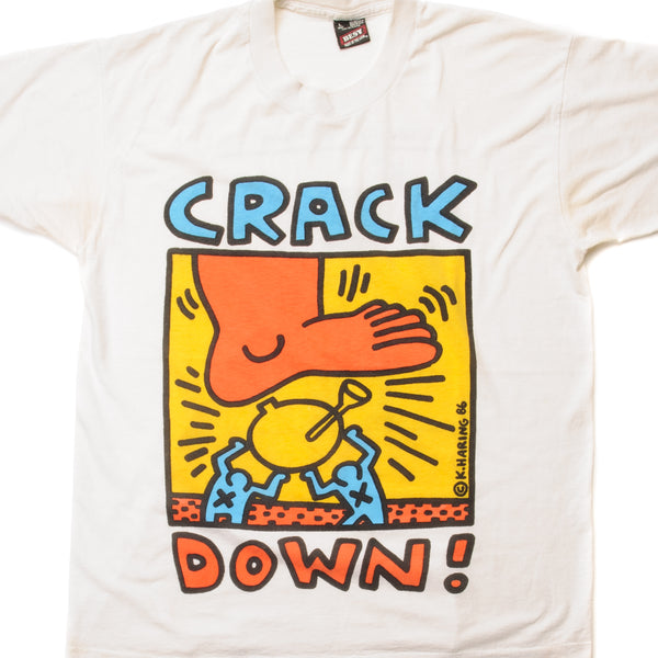 VINTAGE KEITH HARING CRACK DOWN ! TEE SHIRT 1986 SIZE MEDIUM MADE IN USA