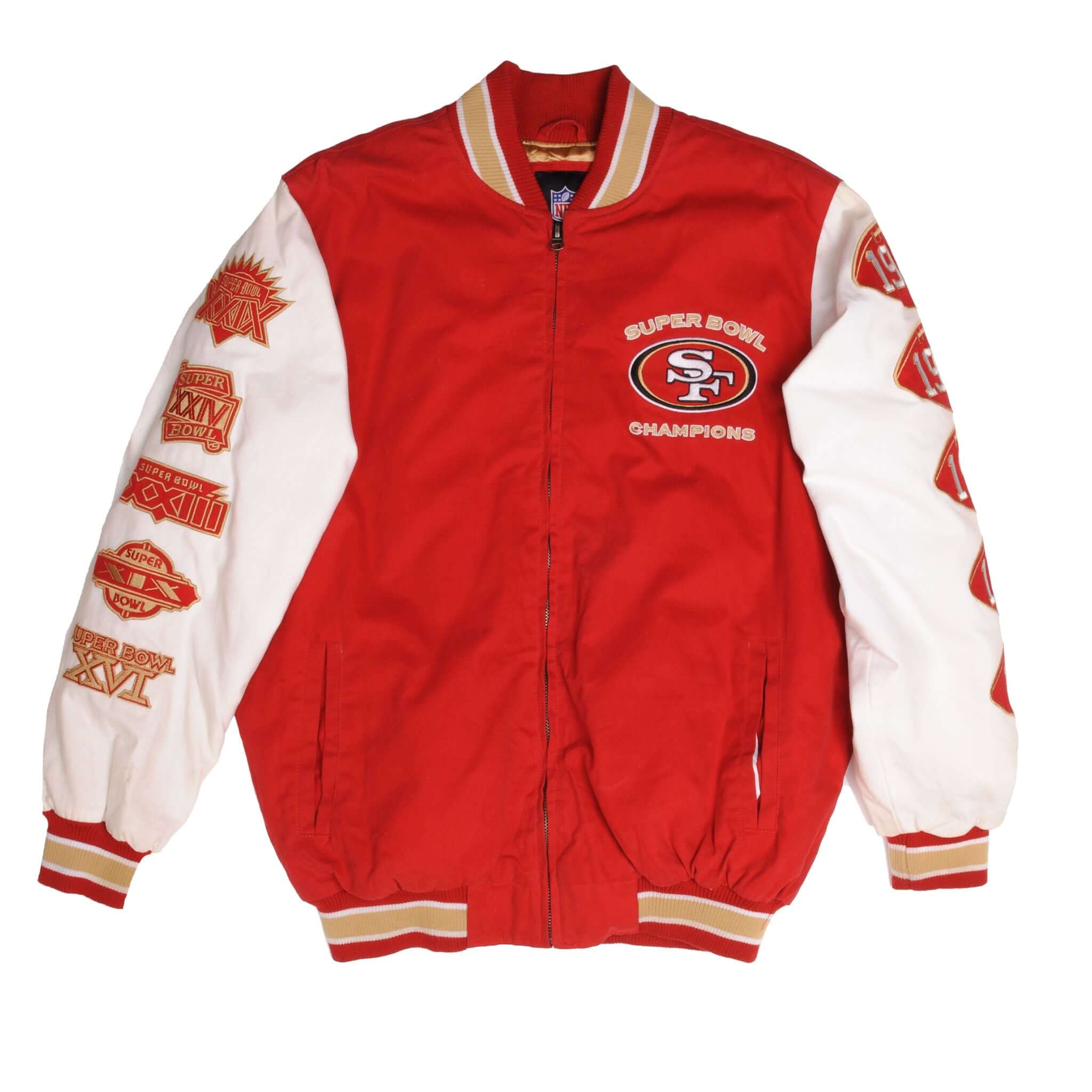 Vintage NFL San Francisco 49Ers Super Bowl Champion 1994, 1989, 1988, 1984, 1981 Jacket Size Large