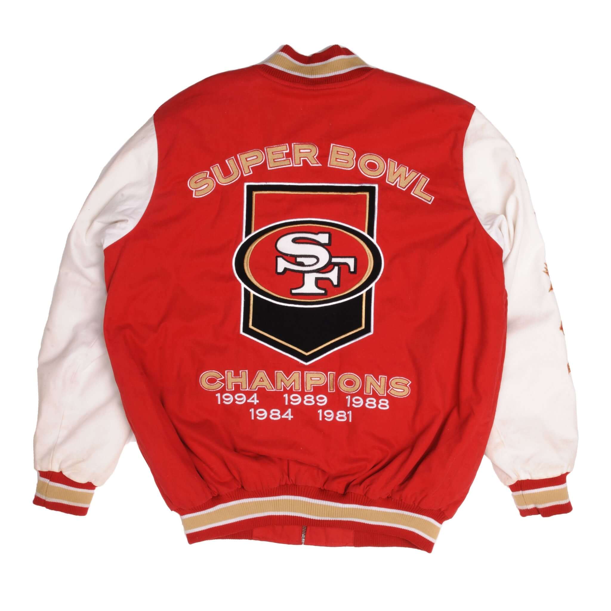 Vintage NFL San Francisco 49Ers Super Bowl Champion 1994, 1989, 1988, 1984, 1981 Jacket Size Large