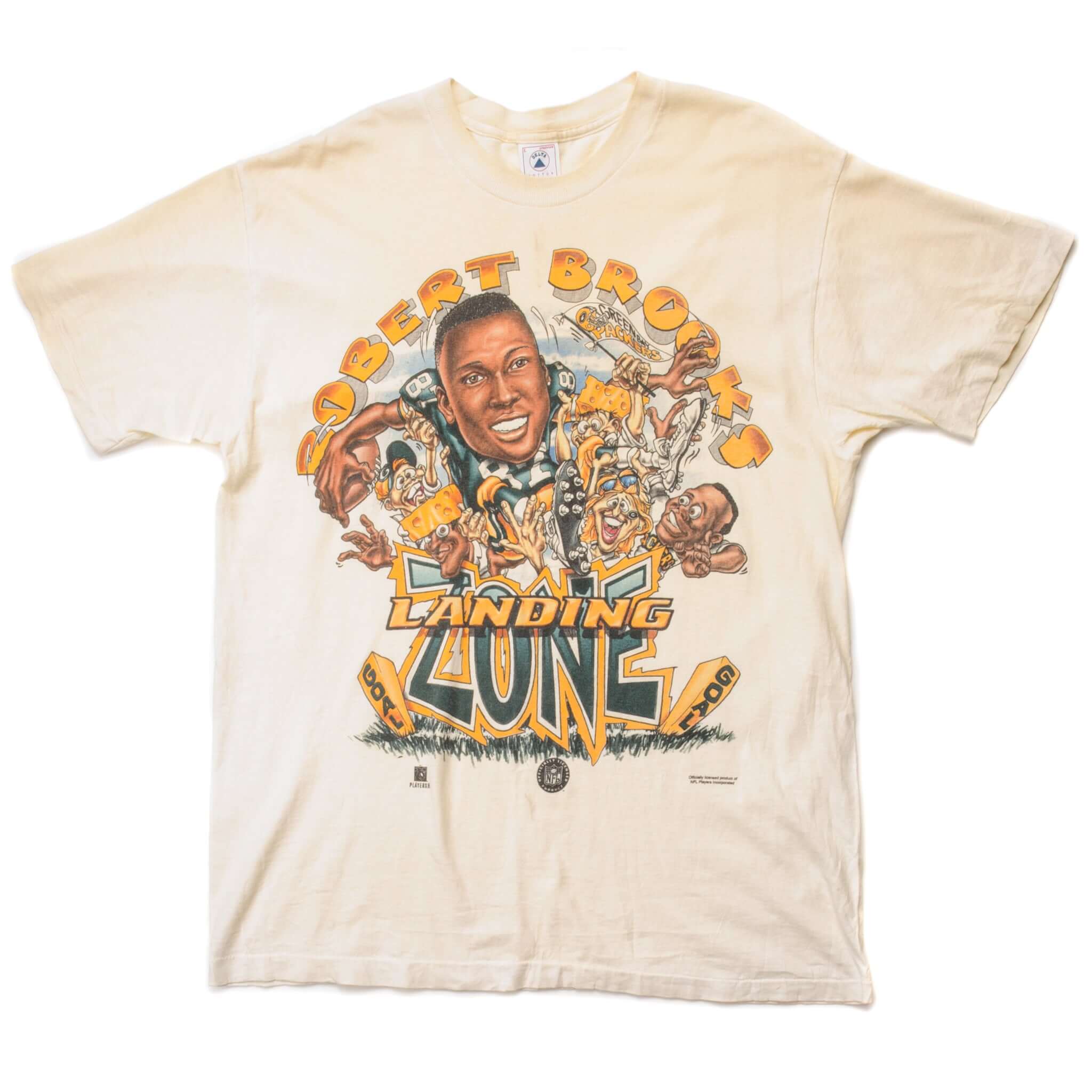 Vintage NFL Green Bay Packers Robert Brooks Tee Shirt 1990S Size Large Made In USA With Single Stitch Sleeves.