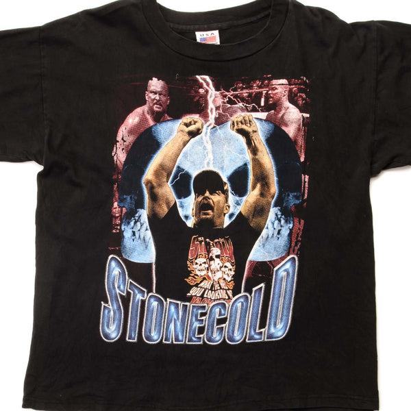 CAMISETA ANTIGUA DE STEVE AUSTIN DE STONE COLD DE LA WWF, TALLA MEDIANA
