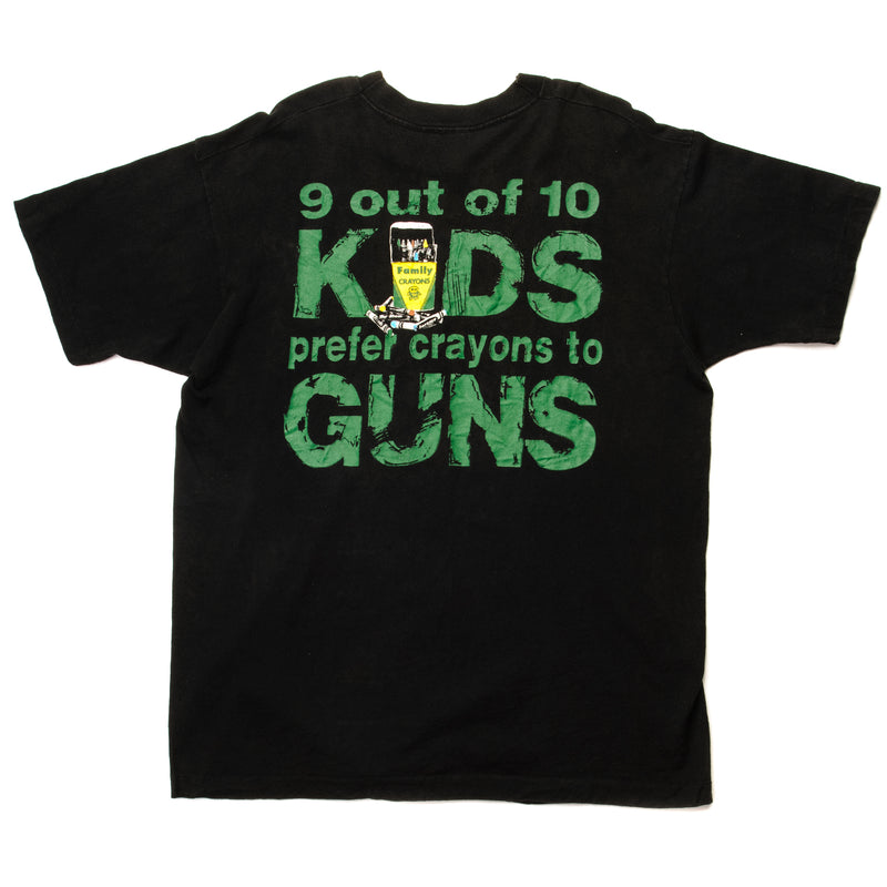 Vintage Pearl Jam Choices 9 Out Of 10 Kids Prefer Crayons To Guns Tee Shirt 1992 Size XL Made In USA With Single Stitch Sleeves. BLACK