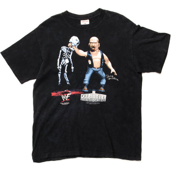 Vintage World Wrestling Federation Stone Cold Steve Austin MTV Celebrity Death Match Give me a "Hell Yeah ! " Tee Shirt 1998 Size Medium Made In USA With Single Stitch Sleeves. black