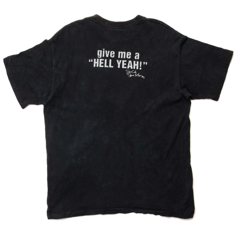 Vintage World Wrestling Federation Stone Cold Steve Austin MTV Celebrity Death Match Give me a "Hell Yeah ! " Tee Shirt 1998 Size Medium Made In USA With Single Stitch Sleeves. black