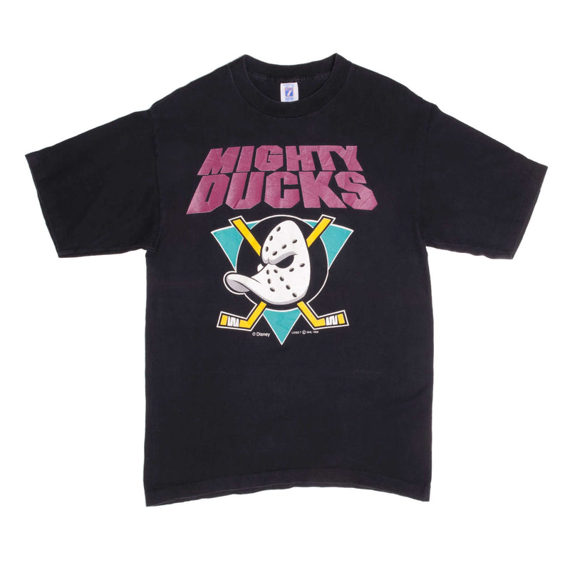 Vintage NHL Anaheim Mighty Ducks Disney Tee Shirt 1993 Size Medium Made in USA With Single Stitch Sleeves