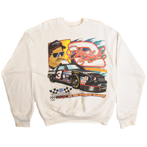 Vintage Nascar Dale Earnhardt #3 Six Time Winston Cup Champion Sweatshirt Size Medium Made In USA. WHITE