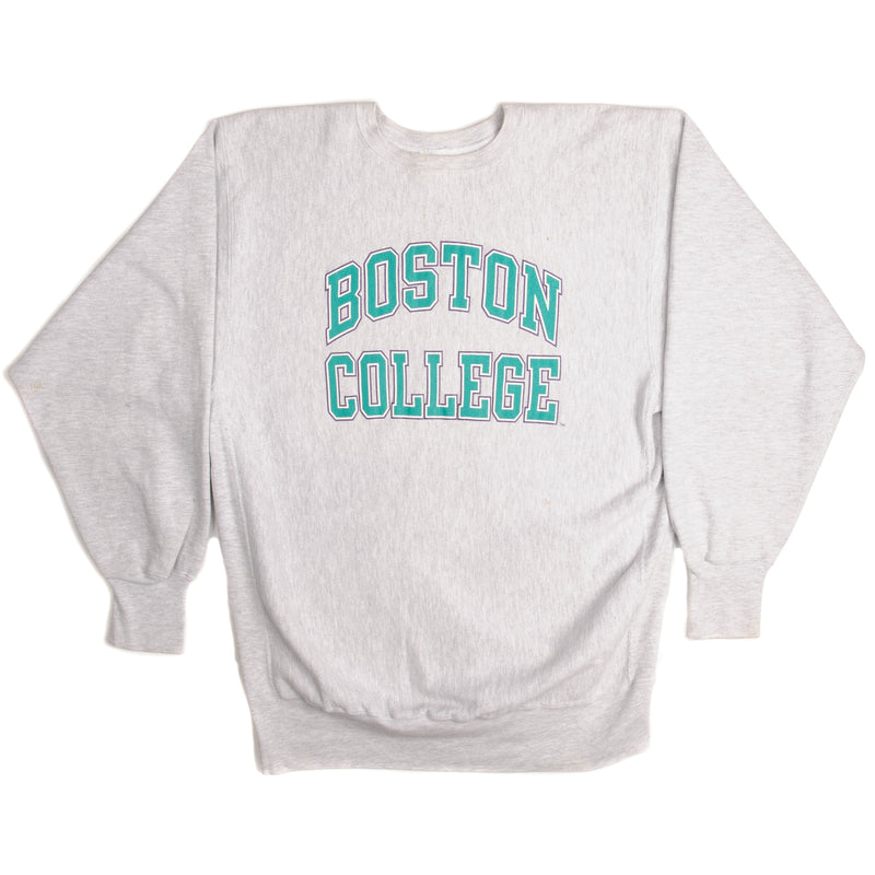 Vintage Champion Reverse Weave Boston College Sweatshirt 1990-Mid 1990S Size 2XL Made In USA. GREY