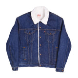 VINTAGE LEVIS SHERPA TRUCKER DENIM JACKET 1980's SIZE 44L MADE IN USA