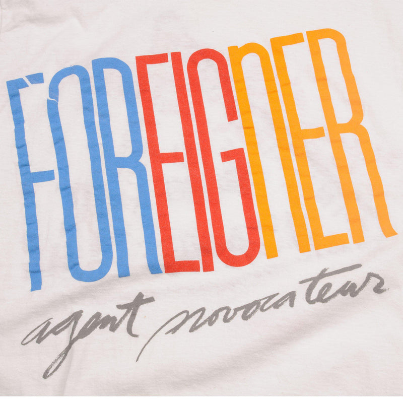 VINTAGE AGENT PROVOCATEUR FOREIGNER USA TOUR TEE SHIRT 1985 MEDIUM MADE IN USA