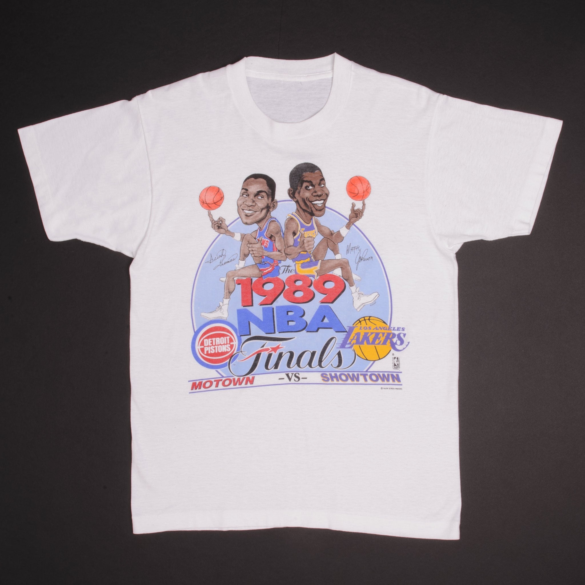 Vintage NBA Detroit Pistons Vs La Lakers Tee Shirt 1989 Size Medium