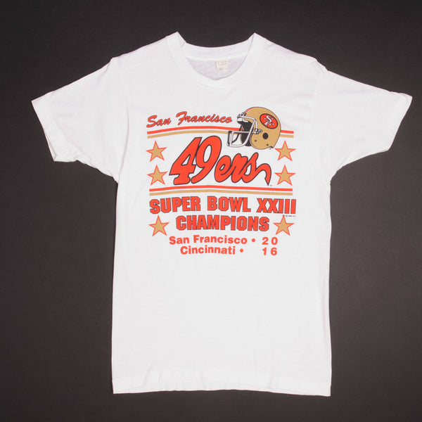 Vintage NFL San Francisco 49Ers Super Bowl Champions 1988 Tee Shirt Size Small Made In USA With Single Stitch Sleeves