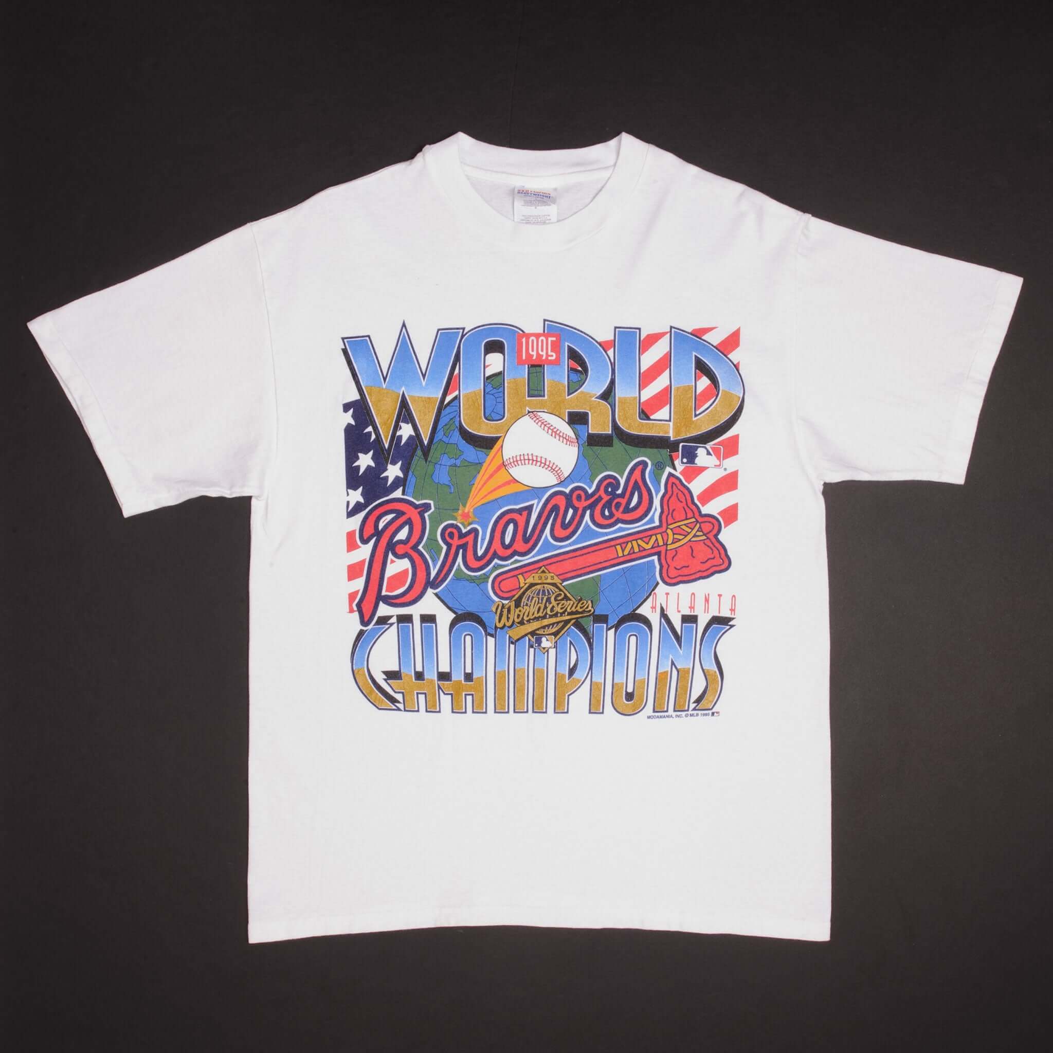 VINTAGE MLB ATLANTA BRAVES WORLD CHAMPIONS 1995 TEE SHIRT LARGE – Vintage  rare usa