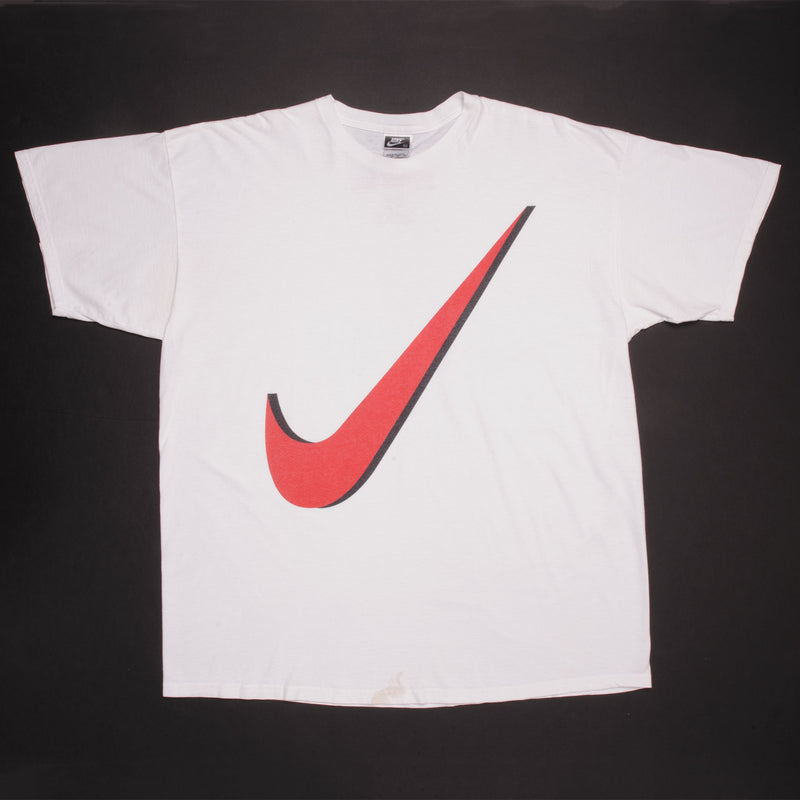 Vintage Nike Big Swoosh Logo Swoosh By Nike Tee Shirt 1990s Size 2XL Made In USA 