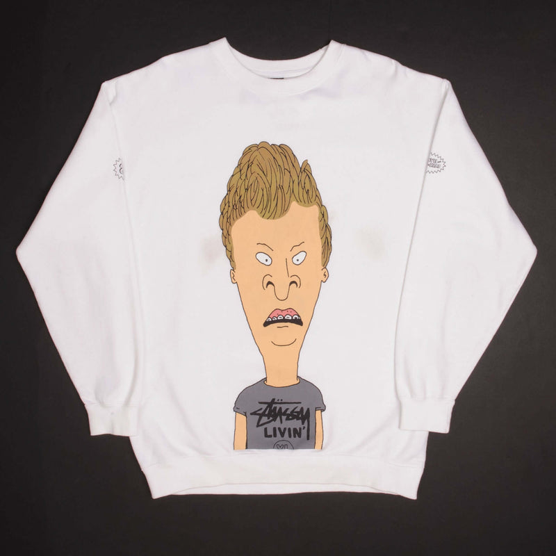 VINTAGE STUSSY X BEAVIS & BUTT HEAD SWEATSHIRT SIZE MEDIUM MADE IN USA