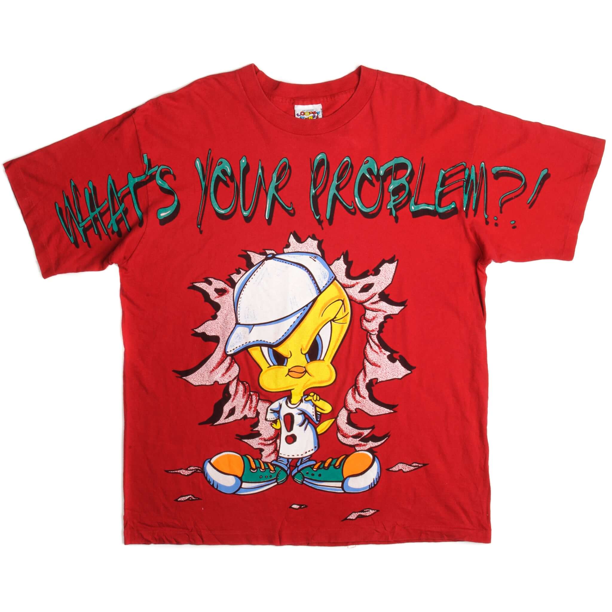 Vintage Looney Tunes Tweety Tee Shirt 1996 Size XL Made In USA with single stitch sleeves. black