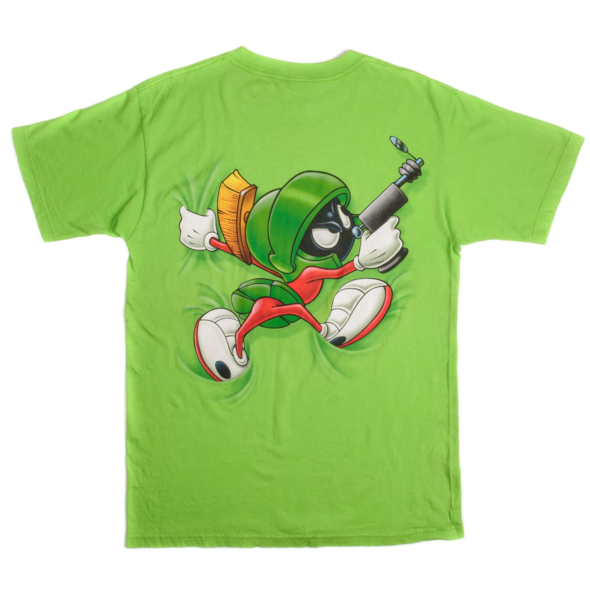 Vintage Six Flags Looney Tunes Marvin The Martians Tee Shirt 1997 Size Medium Made In USA.  Take me to your rides ! green