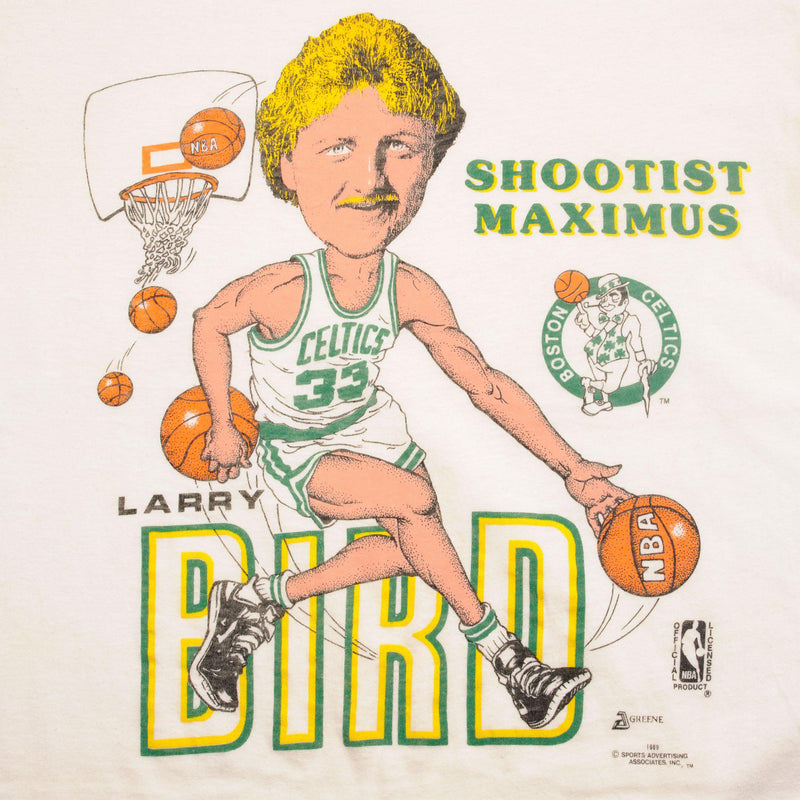 VINTAGE NBA LARRY BIRD BOSTON CELTICS TEE SHIRT 1989 SIZE MEDIUM MADE IN USA