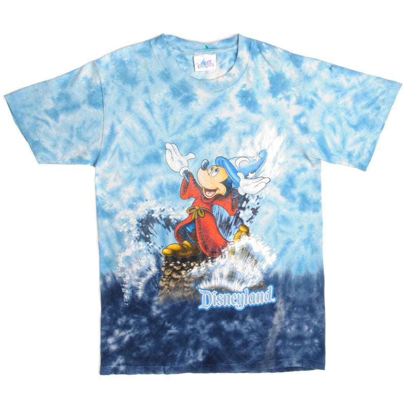 Vintage Tie-Dye Disneyland With Mickey As A Magician Tee Shirt Size Small.