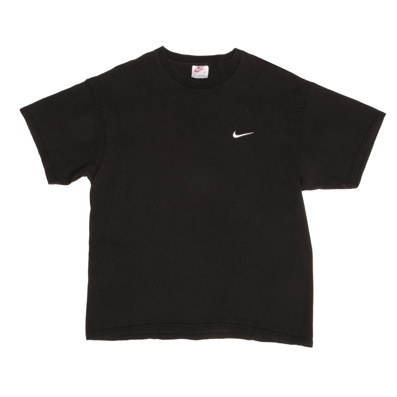 Vintage Nike Classic Swoosh Black Tee Shirt Size 1990s Size Large Made In USA 