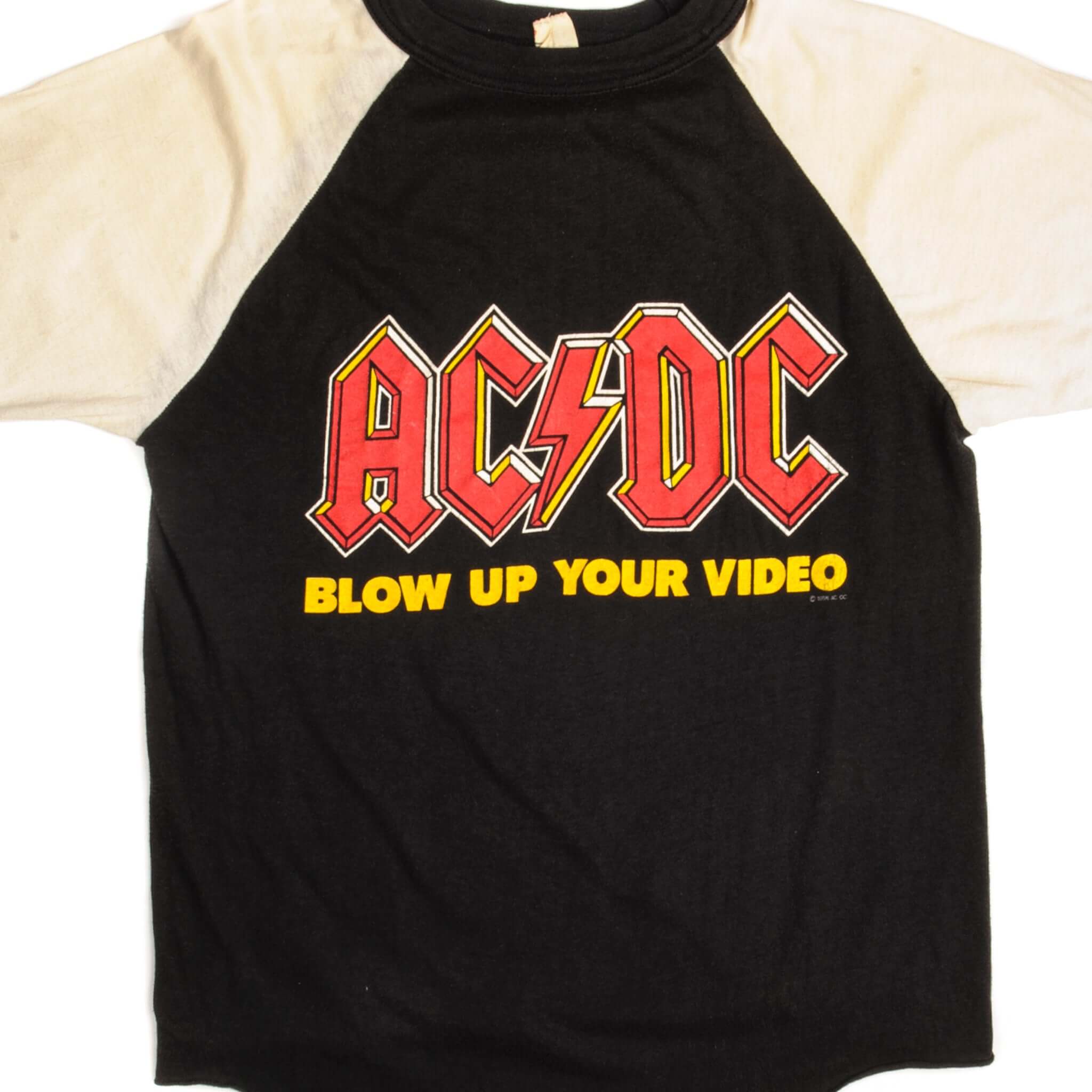 VINTAGE ACDC RAGLAN TEE SHIRT 1988 SIZE MEDIUM MADE IN USA