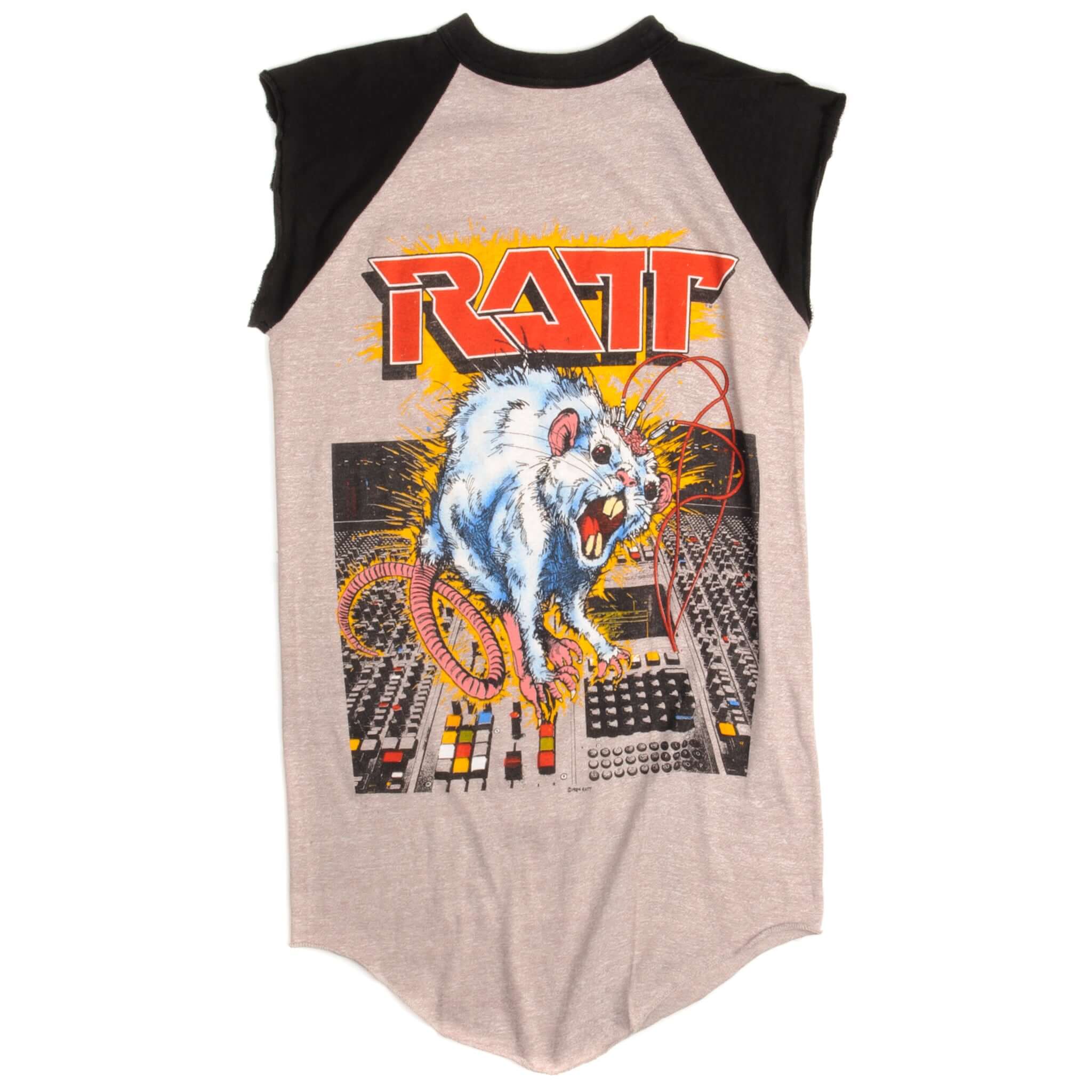 Vintage Ratt Sleeveless Tee Shirt Ratt 'N' Roll Tour 1984 Size XS Made In USA. GREY