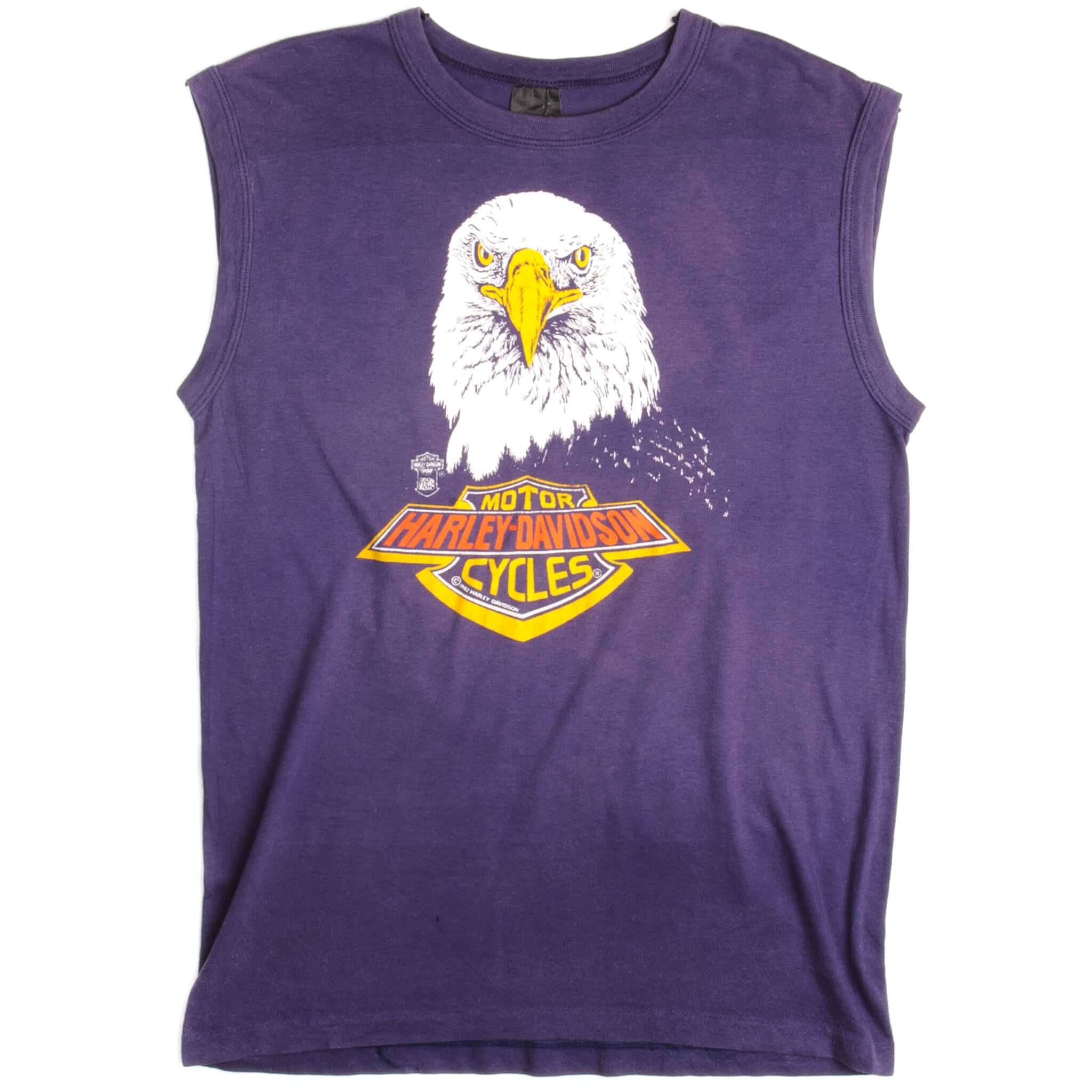 Vintage Harley Davidson Sleeveless Tee Shirt 1982 Size Small Made In USA.