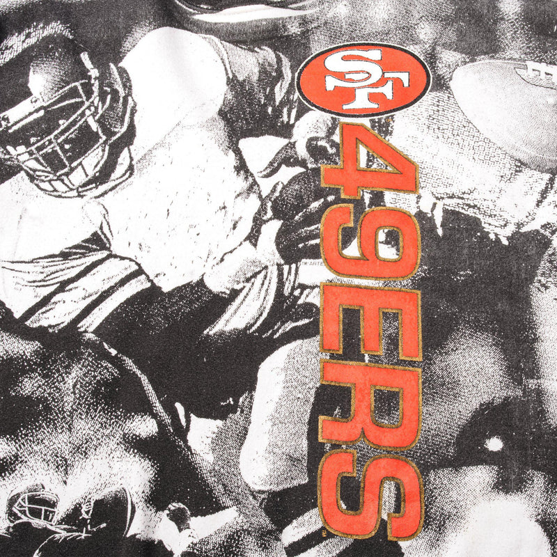 VINTAGE ALL OVER PRINT NFL SAN FRANCISCO 49ERS SWEATSHIRT XL MADE USA 1990s