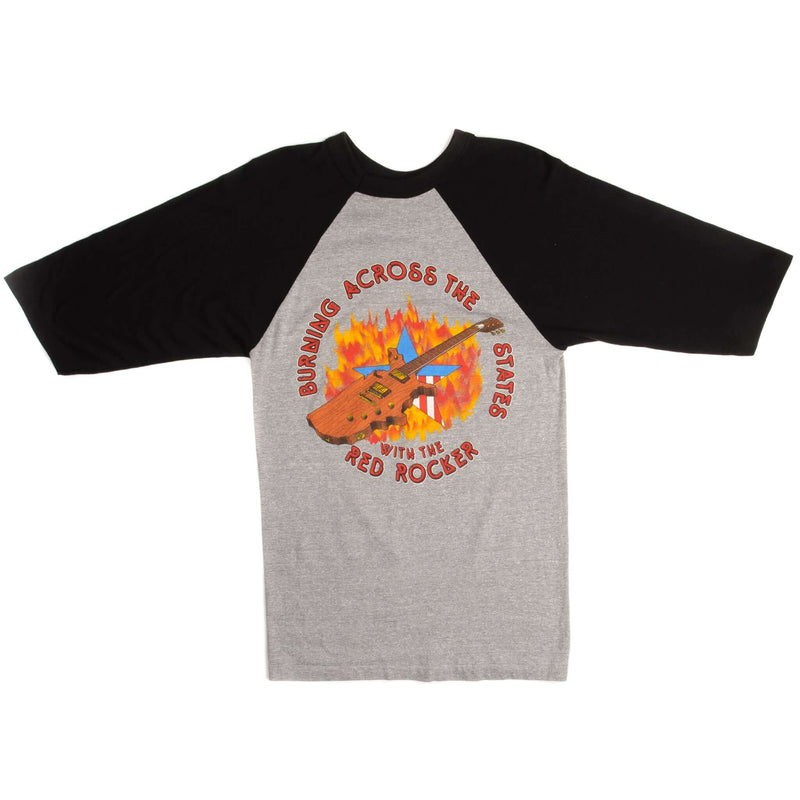 Vintage Sammy Hagar Burning Across The States With The Red Rocker Raglan Tee Shirt 1983 Size Small Made In USA With Single Stitch Sleeves. grey