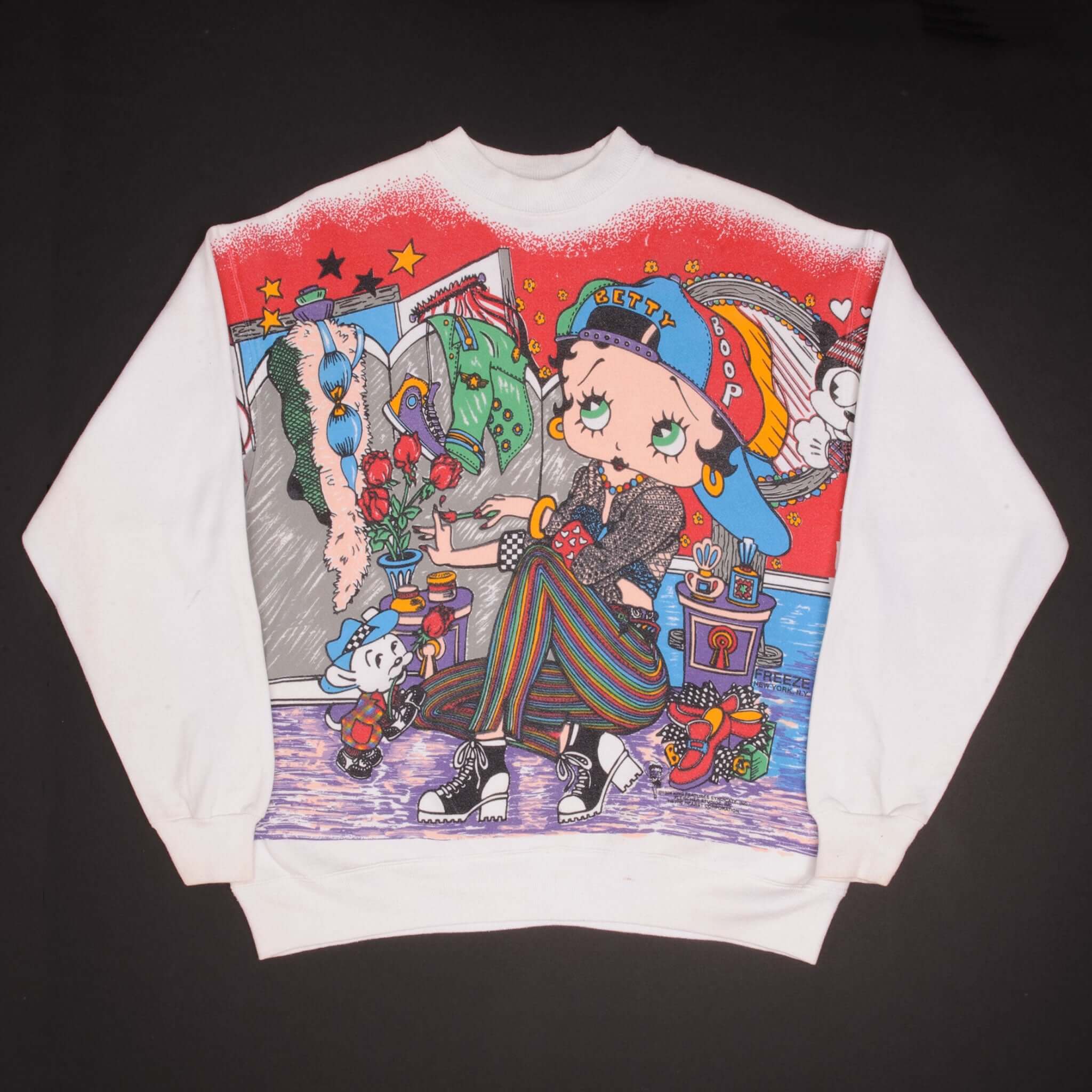 Vintage All Over Print Betty Boop Sweatshirt 1994 By Freeze New York, NY Size XL Made In USA
