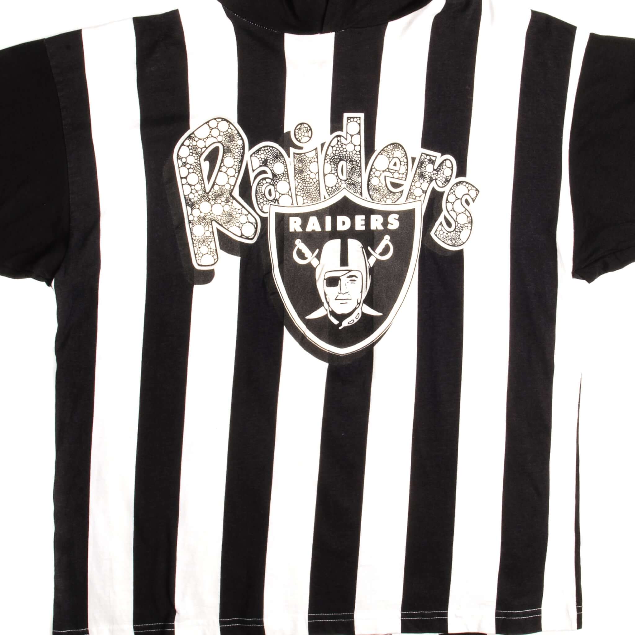 VINTAGE NFL RAIDERS TEE SHIRT WITH HOOD SIZE MEDIUM 1990s
