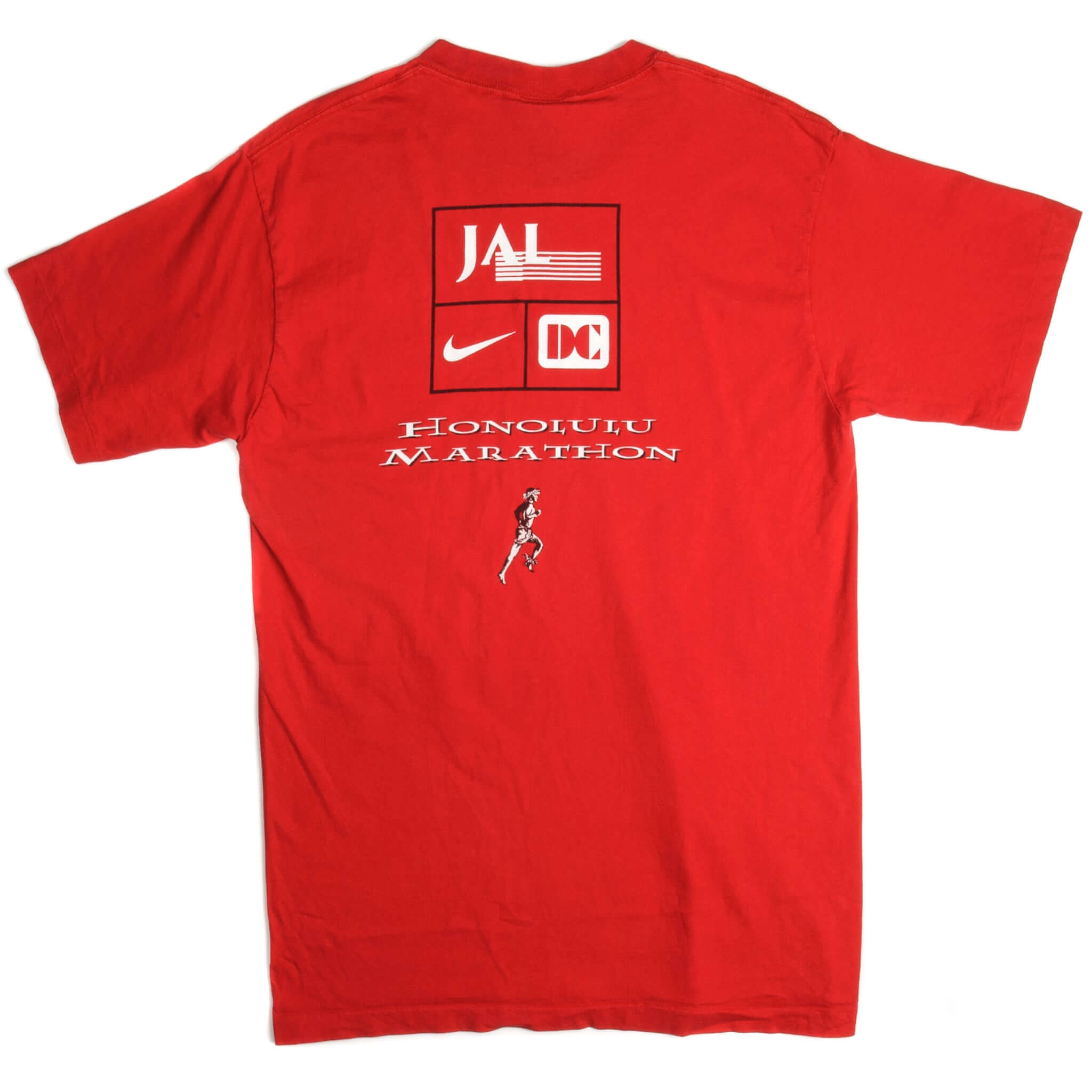 Vintage Nike Honolulu Marathon Tee Shirt 1995 Size Medium Made In USA with single stitch sleeves. Red