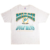 Vintage NFL Miami Dolphins Tee Shirt 1995 Size XL With Single Stitch Sleeves. GREY