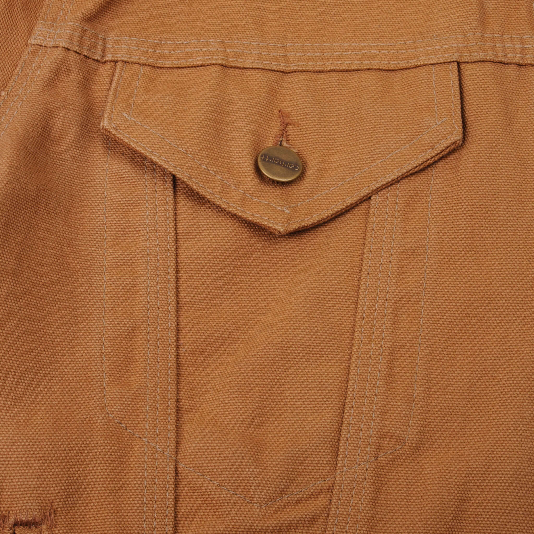 Vintage Carhartt Sherpa Lined Sandstone Denim Jacket 1990S Size Large Made In Usa