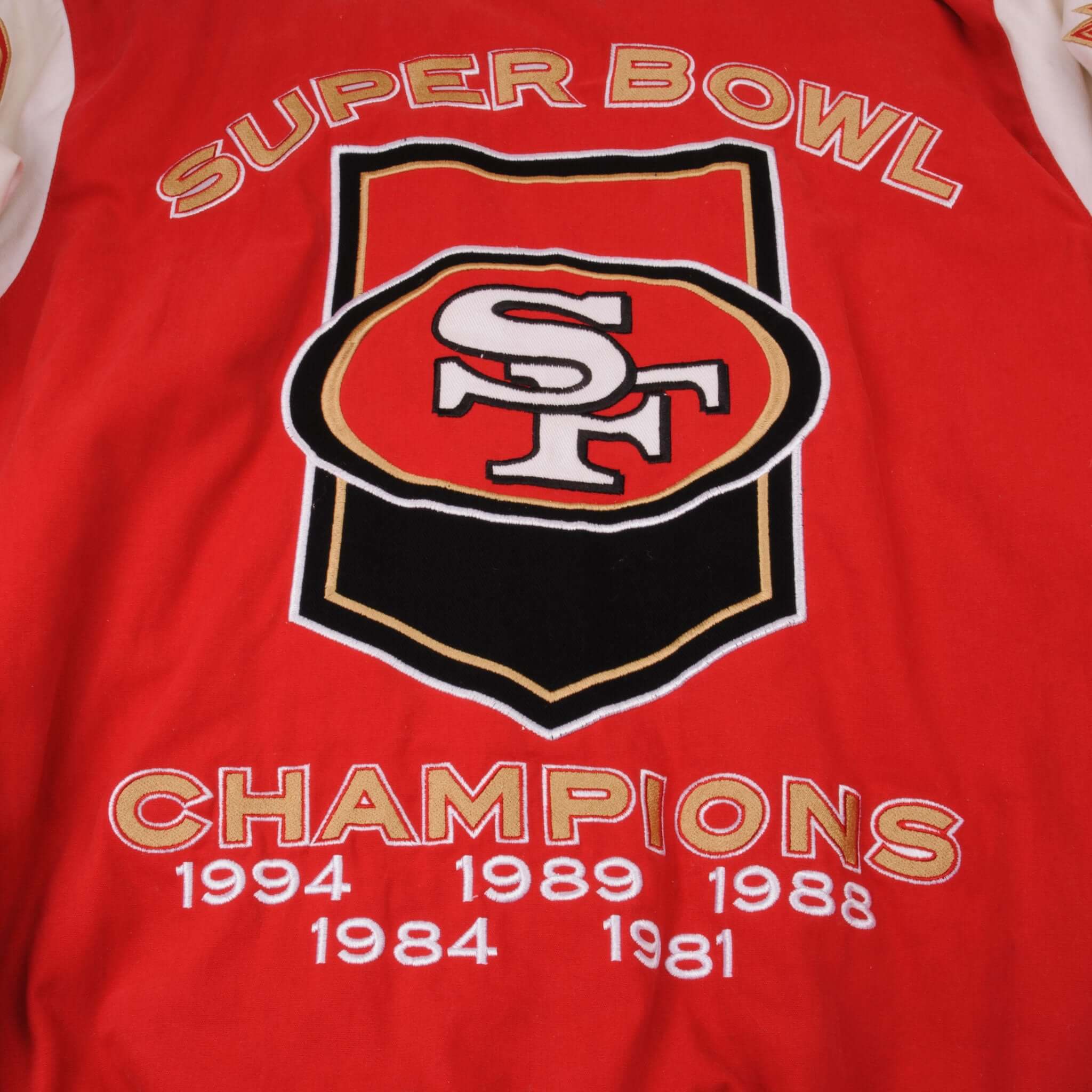 Vintage NFL San Francisco 49Ers Super Bowl Champion 1994, 1989, 1988, 1984, 1981 Jacket Size Large