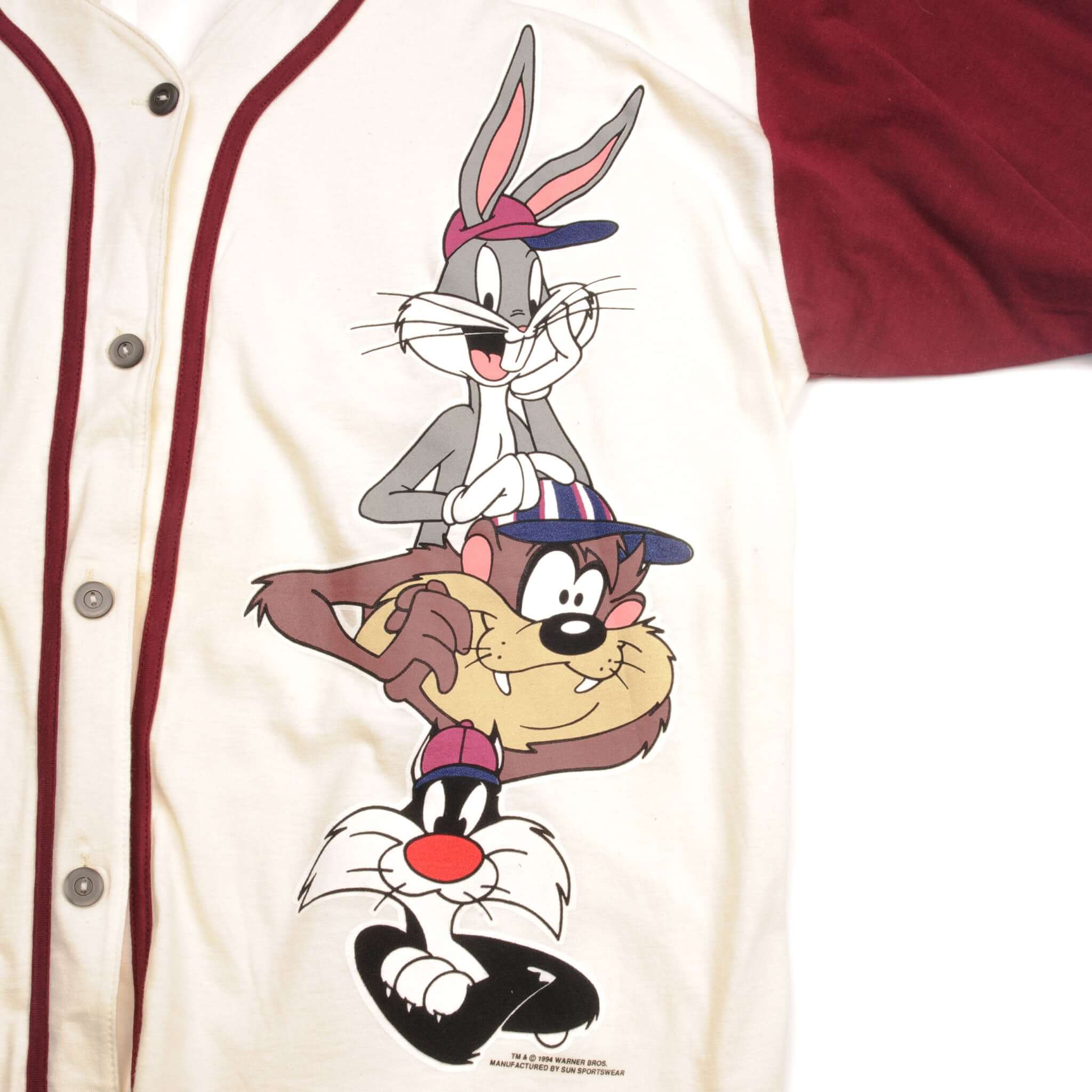 VINTAGE LOONEY TUNES BUTTON DOWN JERSEY 1994 SIZE XL DEADSTOCK WITH TAG