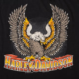 Vintage 3D Emblem Harley Davidson Tee Shirt 1980s Size Small Made In USA With Single Stitch Sleeves.  Artwork By Steve Mc Donald.